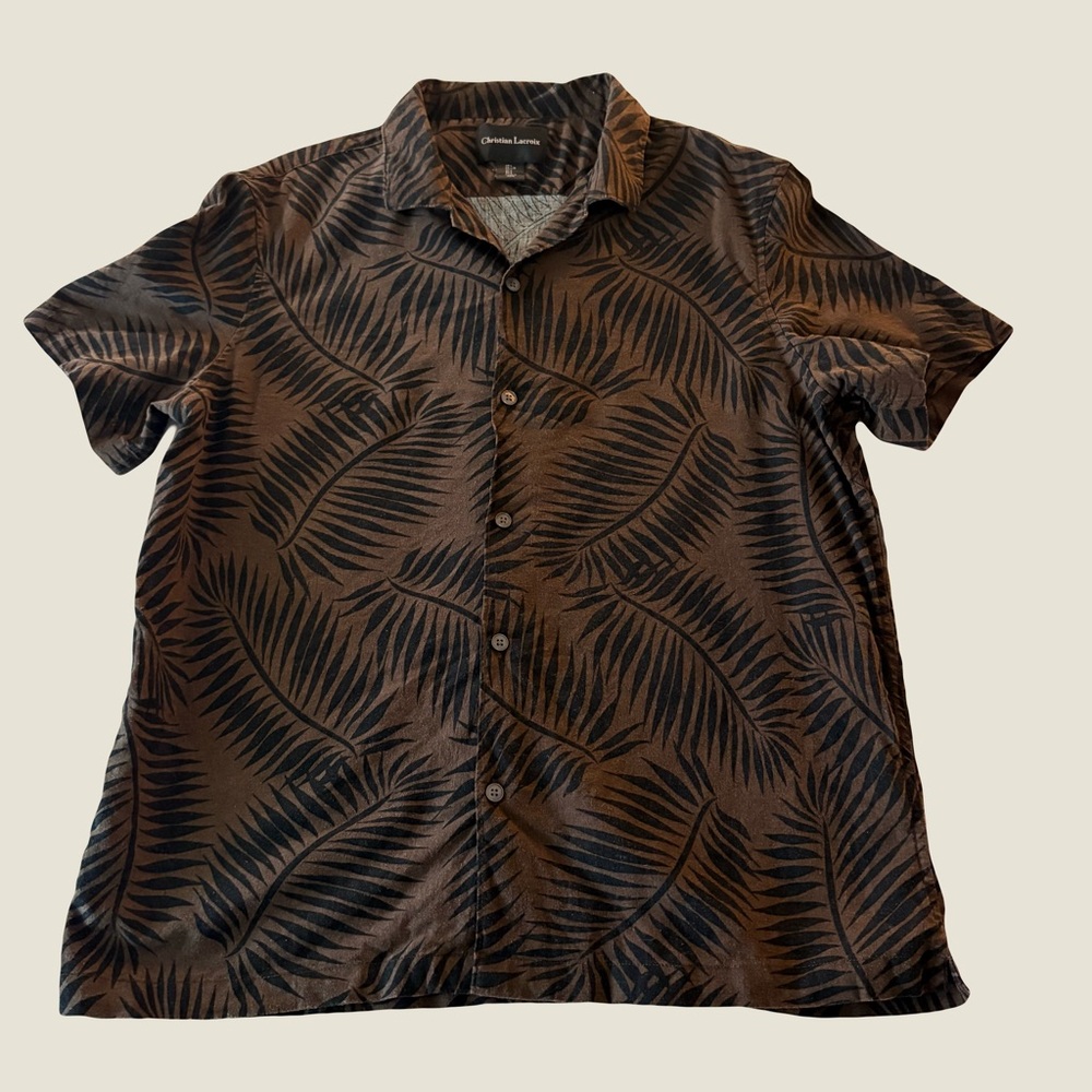 Christian Lacroix ‎ Shirt Palm Print Mens size Large Tropical Vacation